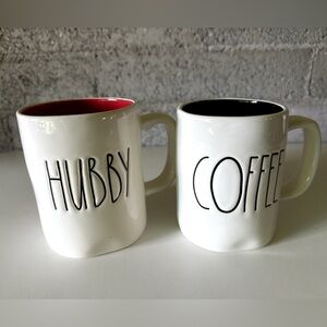Rae Dunn “HUBBY” Red Inside & “COFFEE” Black Inside Mugs – Artisan Ceramic Set
